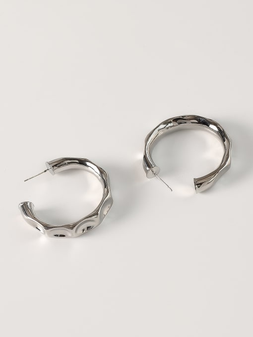 White K [trumpet 3.8cm] Brass Geometric Minimalist Hoop Trend Korean Fashion Earring